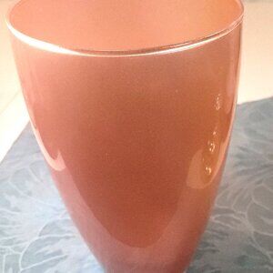 Teleflora Peach Satin Glass Vase 10" - Shimmering Pearlized Finish - Modern Deco